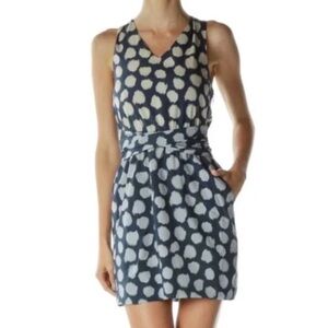 Women’s Theory “Vivien Ikat” Blue white Dot Mini Dress size 2